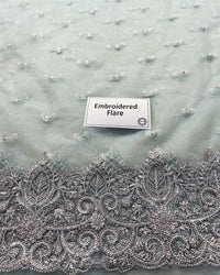 Luxurious Ice Blue Net Lehenga Choli Style Suit with Koti  |RTW