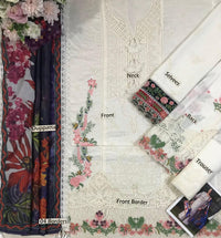 White Heavy Embroidered Chikankari Lawn Suit with Printed Dupatta |RTW