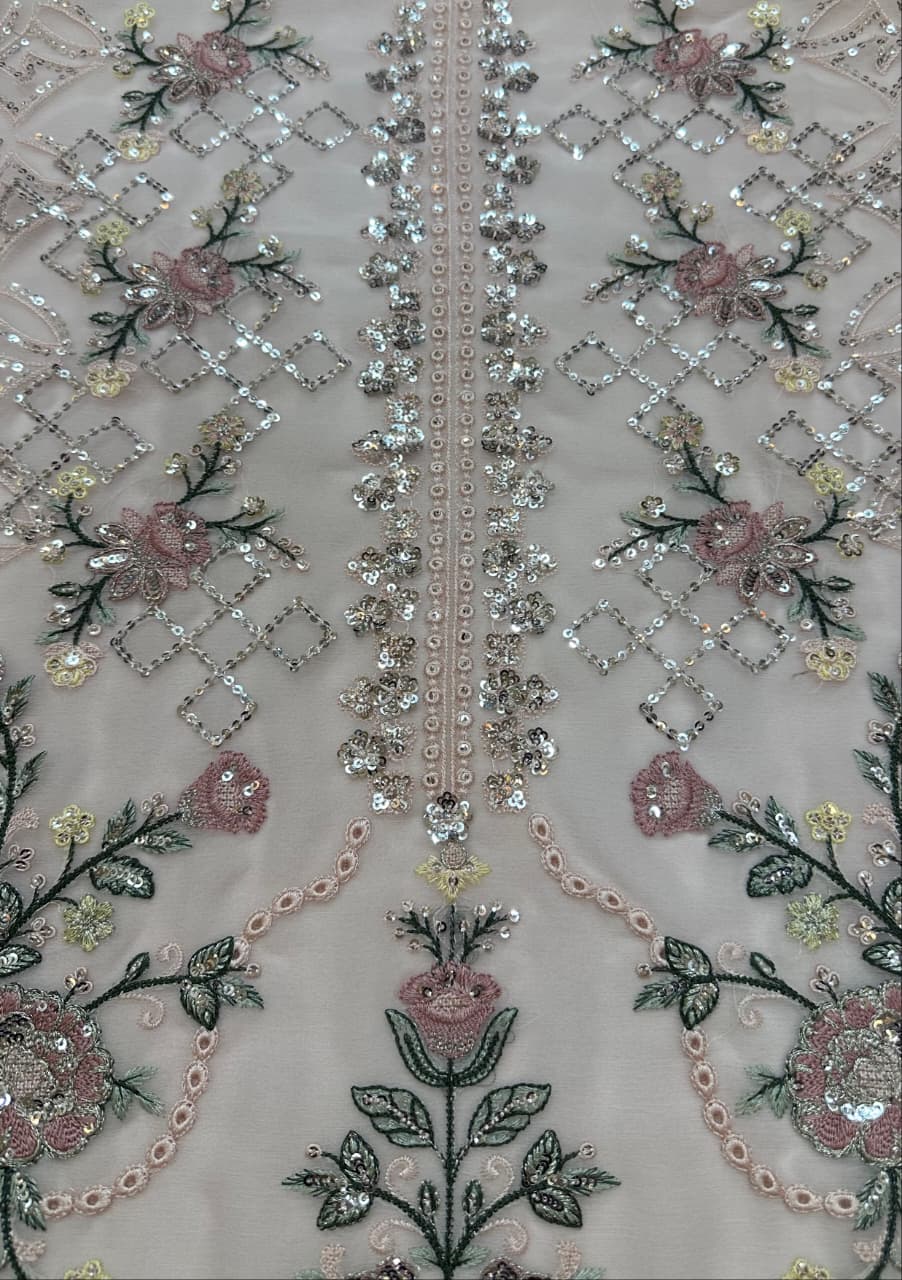 Blush Pink Embroidered Chiffon Suit |Ready to Wear
