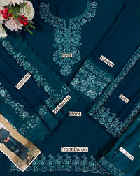 Navy Blue Embroidered Chiffon Short Shirt Suit | Ready to Wear