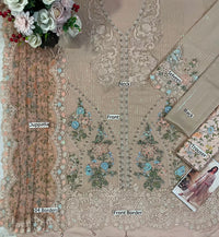 Champagne Embroidered Chiffon Suit with Adda Work | Ready to Wear