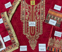 Red Sequined Chiffon Suit |Ready to Wear