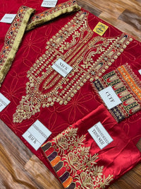 Red Sequined Chiffon Suit |Ready to Wear