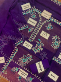Deep Purple Embroidered Chiffon Suit | Ready to Wear