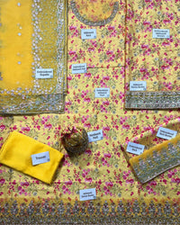 Yellow Shamooz Silk Ready to Wear Addawork Festive Maxi Suit