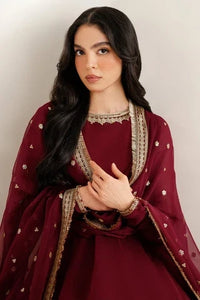 Maroon Semi Pure Chiffon Ready to Wear Sequence Embroidered Lehenga Suit