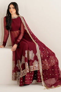 Maroon Semi Pure Chiffon Ready to Wear Sequence Embroidered Lehenga Suit