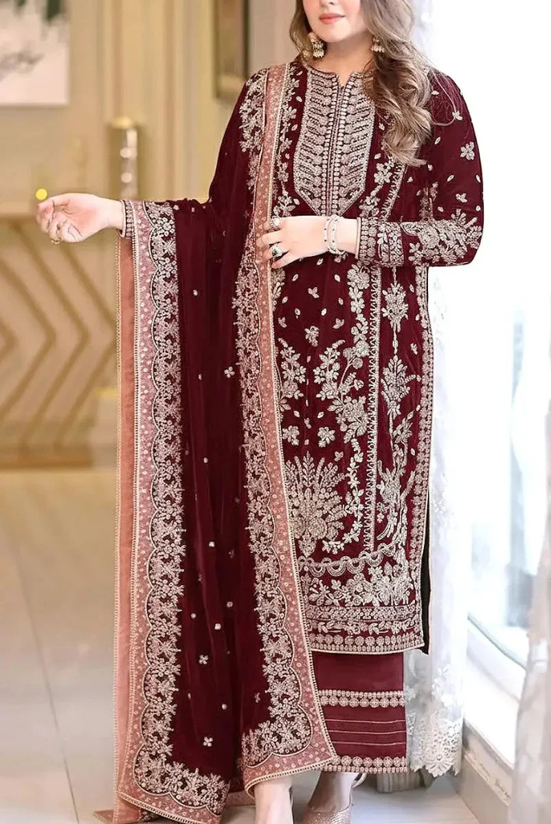 03-Piece Chffon Suit With Embroidery | Ready To Wear