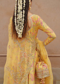 Yellow Shamooz Silk Ready to Wear Addawork Festive Maxi Suit