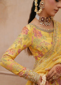 Yellow Shamooz Silk Ready to Wear Addawork Festive Maxi Suit
