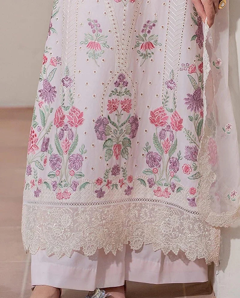 03-Piece Lawn Suit With Organza Dupatta | Ready To Wear
