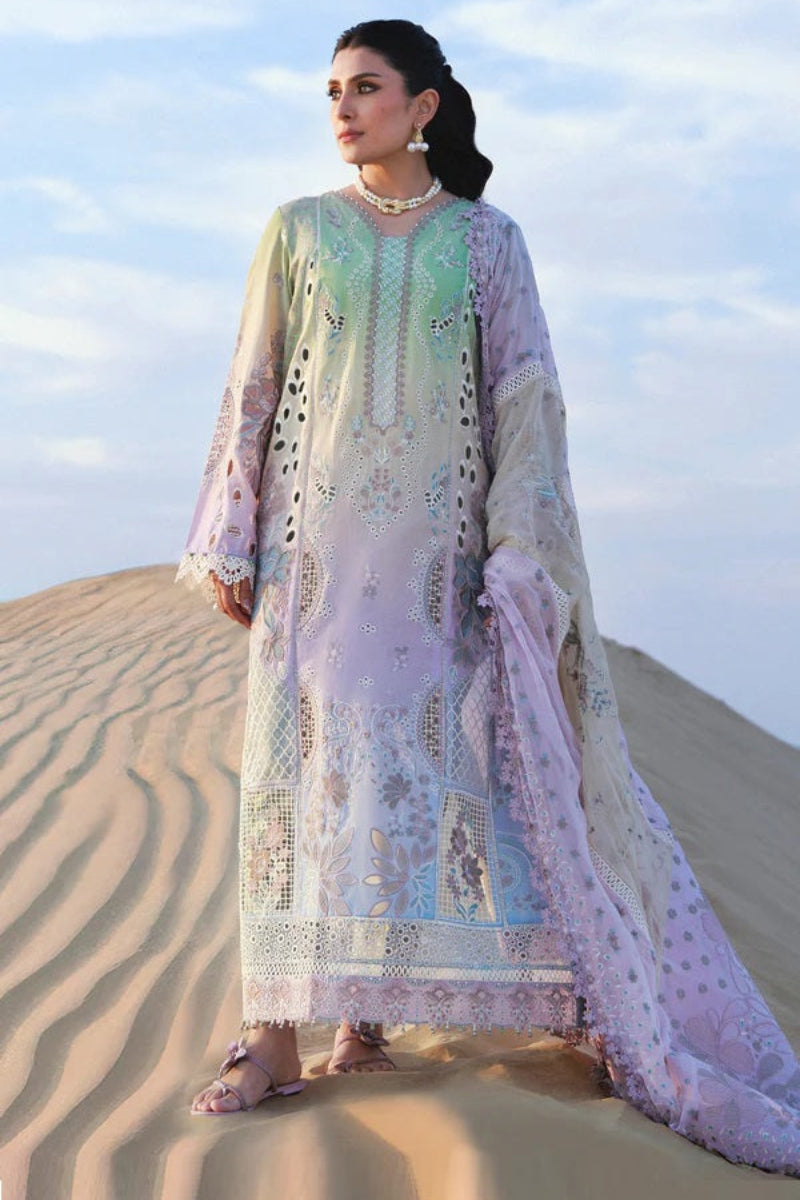 Pastel Chikankari Embroidered Lawn Suit with Organza Dupatta |RTW