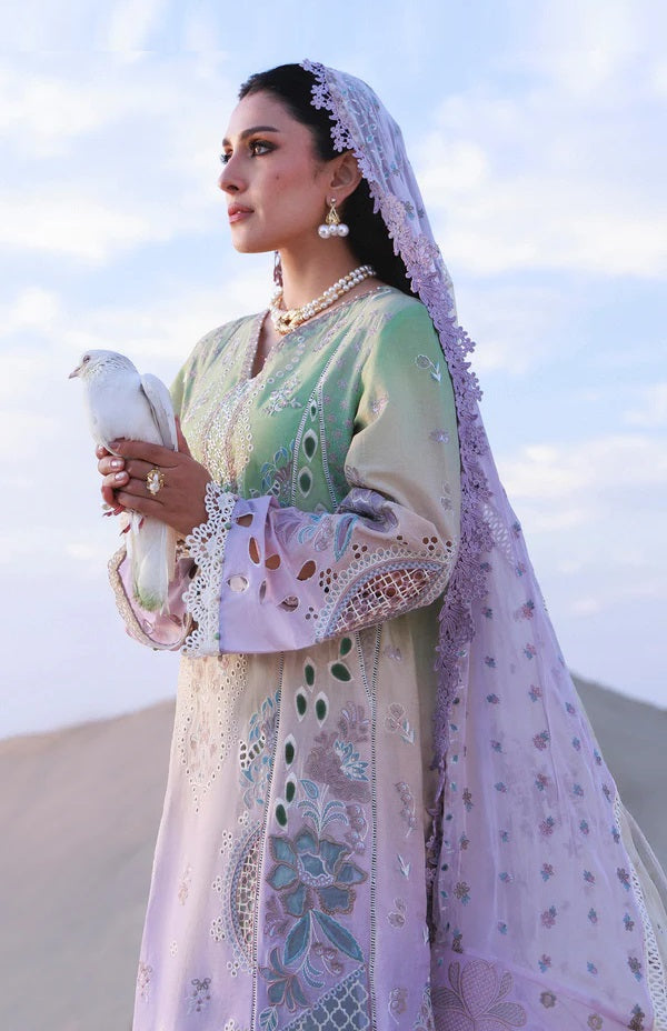 Pastel Chikankari Embroidered Lawn Suit with Organza Dupatta |RTW