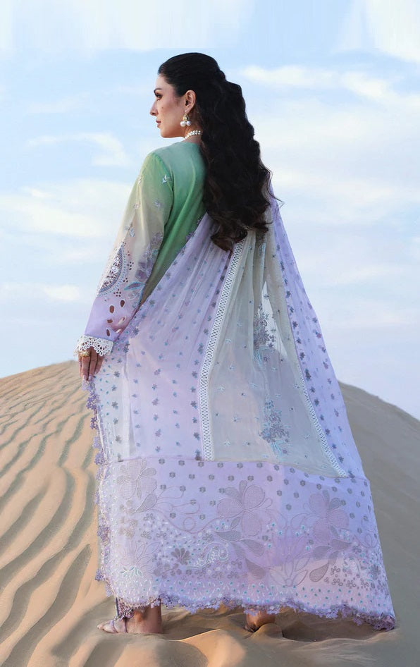 Pastel Chikankari Embroidered Lawn Suit with Organza Dupatta |RTW