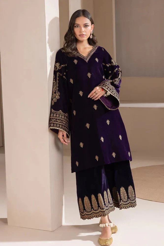 03-Piece Velvel Micron Suit With Embroidery | Ready To Wear