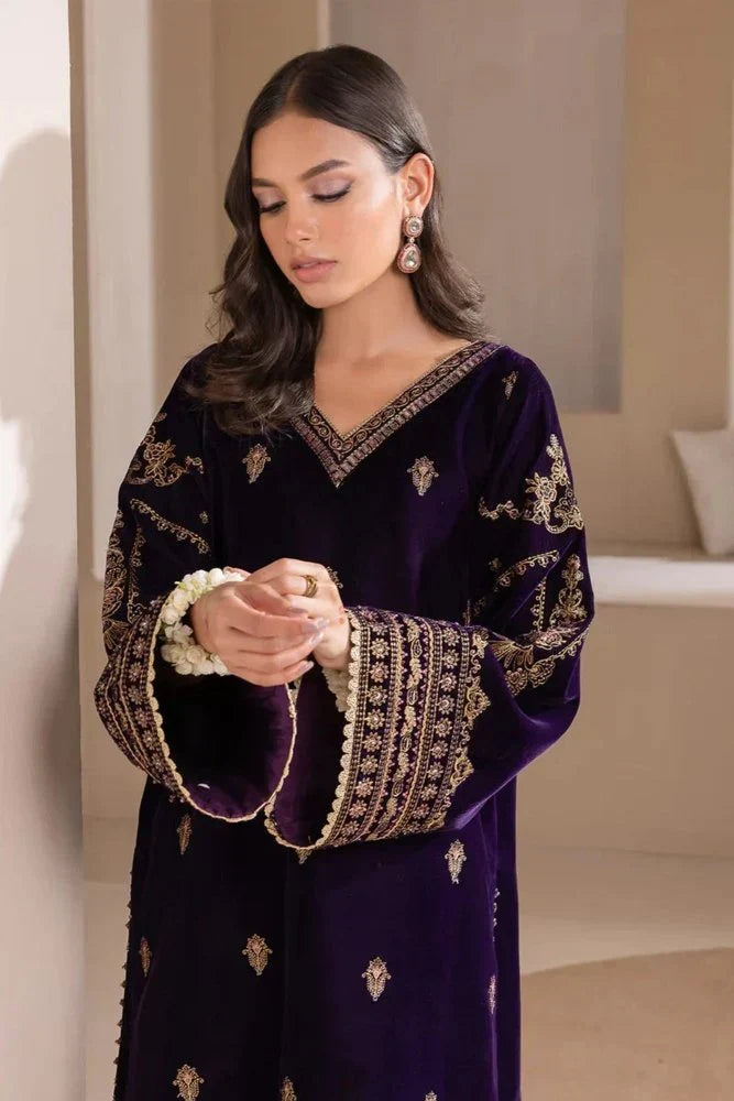 03-Piece Velvel Micron Suit With Embroidery | Ready To Wear